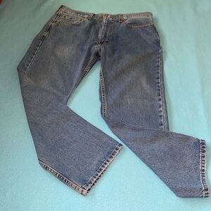 LEVI STRAUSS 505 blue jeans straight button zipper fly 100% cotton size 36 X 27